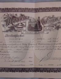 Ruby and Willard&#039;s marriage certificate